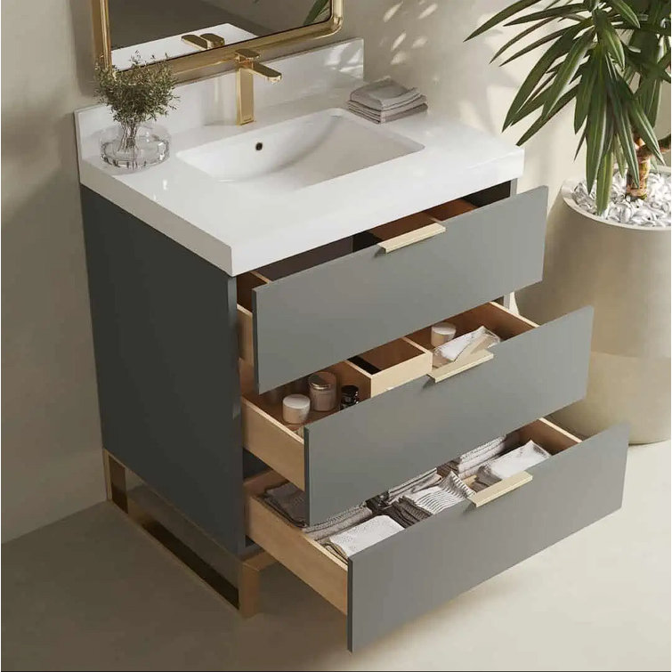 Latitude Run® 30'' Single Bathroom Vanity with Quartz Top - Wayfair Canada